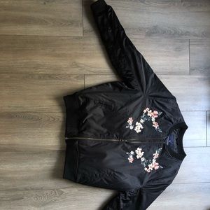 American Eagle Flower Embellished Bomber Jacket